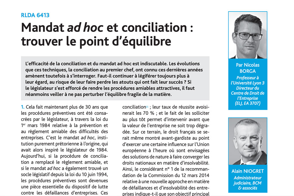 Mandat ad hoc et conciliation trouver le point d’équilibre BCM